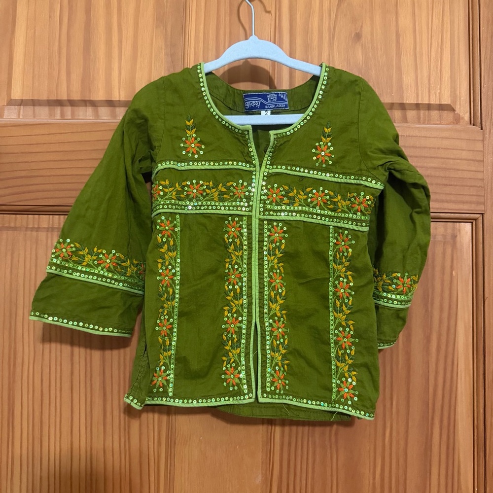 McCoy Bangladesh Green Embroidered Tunic 2t